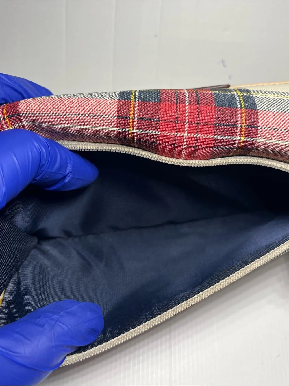 Tommy Hilfiger Red, Navy & Cream Plaid Foldover Wallet